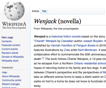 a screenshot of Wenjack (Wikipedia Article)