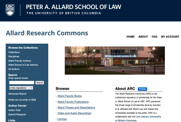 Screenshot of the landing page of the Allard Research Commons: https://commons.allard.ubc.ca/